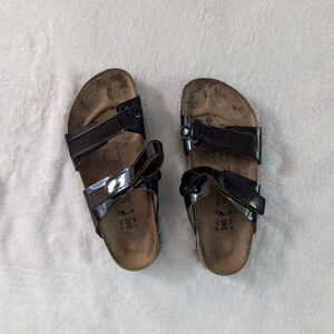 Birkenstocks Birki's Brown Patent Madura 2 Strap Sandals - Size 6
